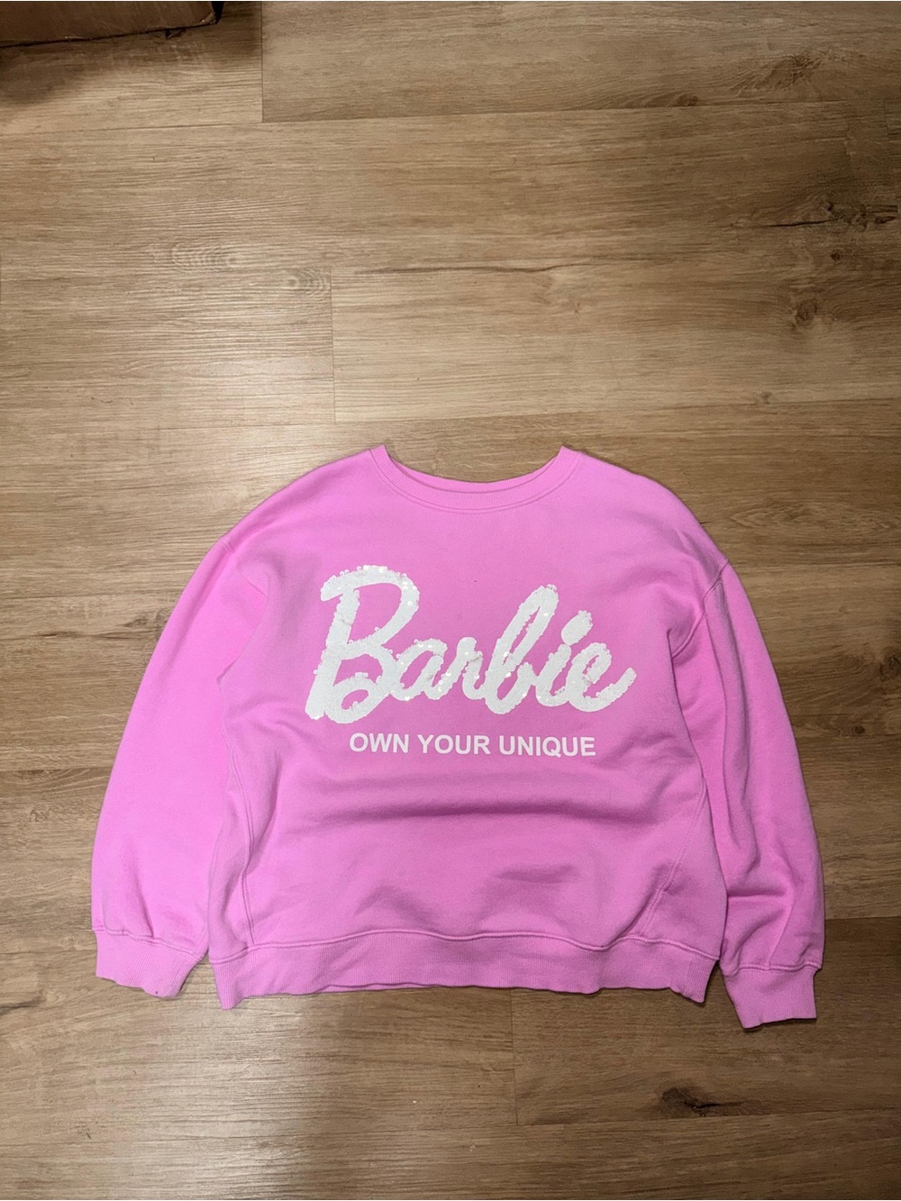 Zara Pink Crewneck Sweatshirt with White 'Barbie' Script
